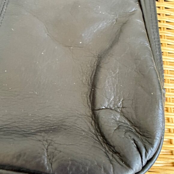 Clava Black Leather Backpack Medium Adjustable Straps Front Zip Pocket Durable D - Picture 7 of 11